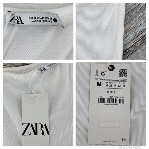 Zara NWT White One Shoulder Ribbed Top with Black Satin Shoulder Bow, Medium - Picture 15 of 16